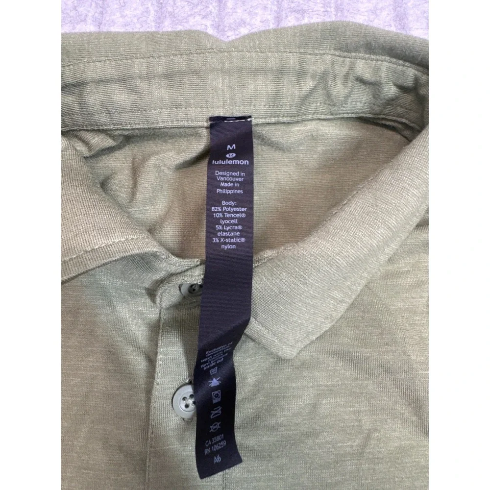 Lululemon Evolution Polo Shirt Mens Medium Sage Green Short Sleeve Golf Top